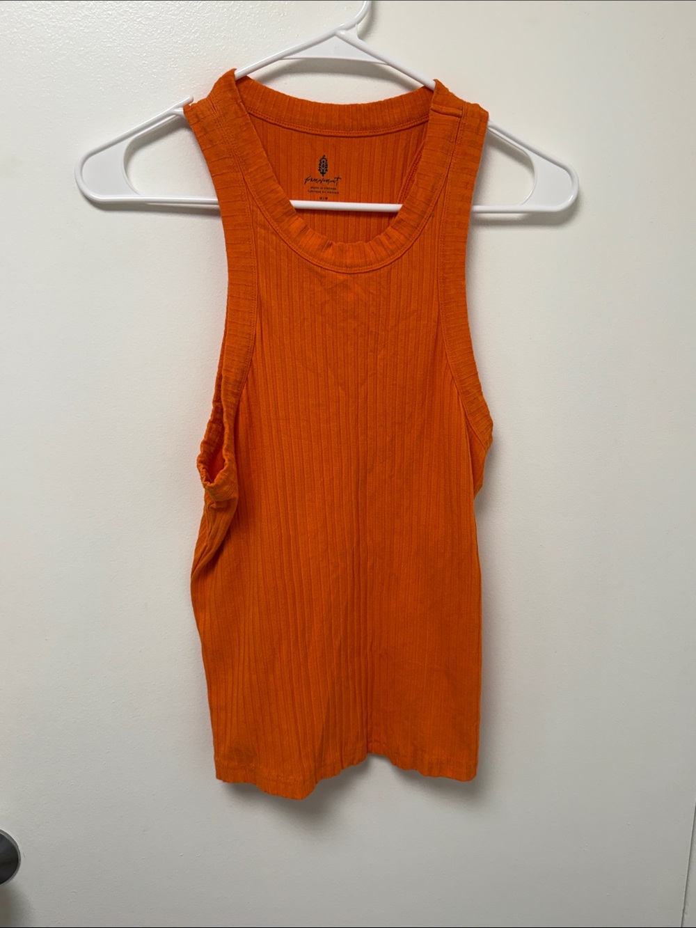 FP Movement by Free People Orange Ribbed Scoopback Tank